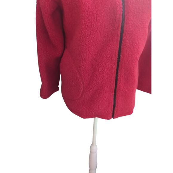 Vtg 1980s Norton Studio Red Black Fuzzy Cozy Jacket Warm Petite S - Picture 5 of 8